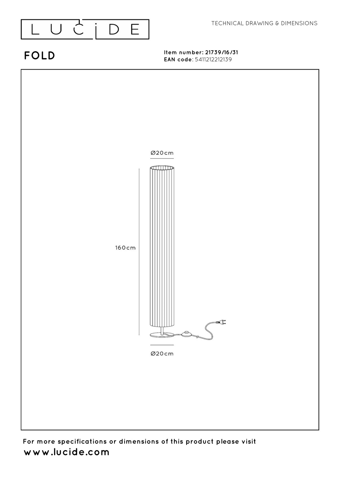 Lampadaire FOLD 3xE27