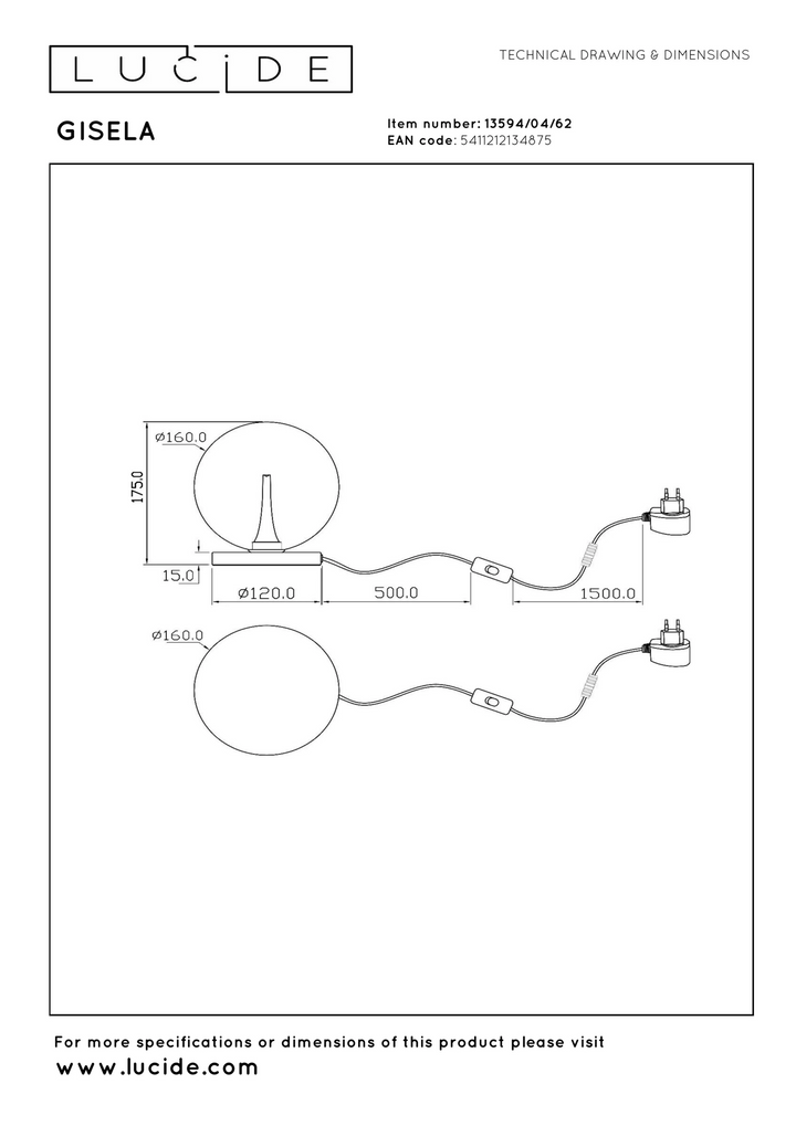 Lampe à poser GISELA diam16