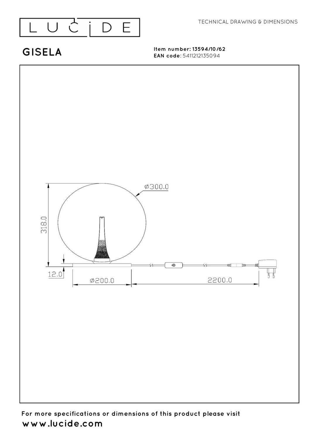 Lampe à poser GISELA diam30